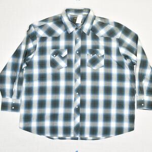 Rustler Wrangler Men's Button Down Shirt Plaid Long Sleeve Cotton Size 3XL Big